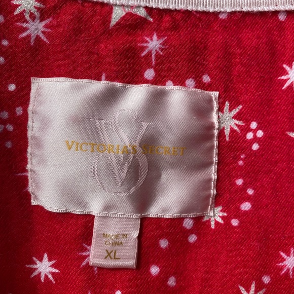 Victoria's Secret Flannel Pajama Set XL Women’s Red Stars Print Christmas, 2009 - Picture 14 of 16